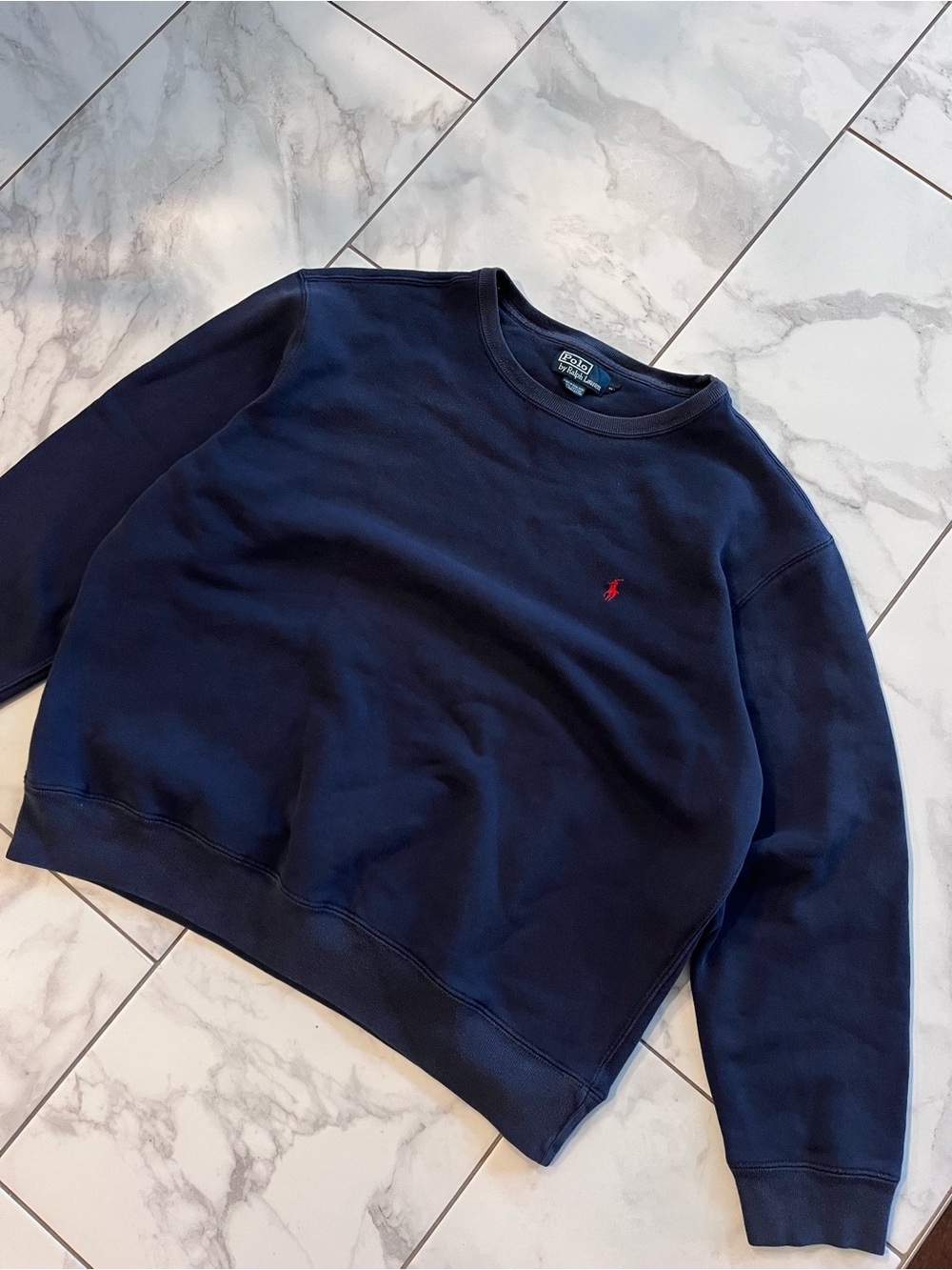 Vintage Polo Ralph Lauren 90’s Boxy Navy Pony Logo Crewneck Sweater